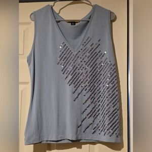 St. John Light Gray Sequin Tank Top
